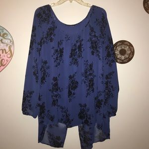 Floral Print Chiffon Tulip Back Top.